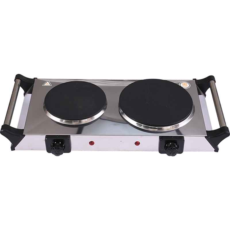 Stainless Steel Double-Burner Electric Hot Plate With Handle